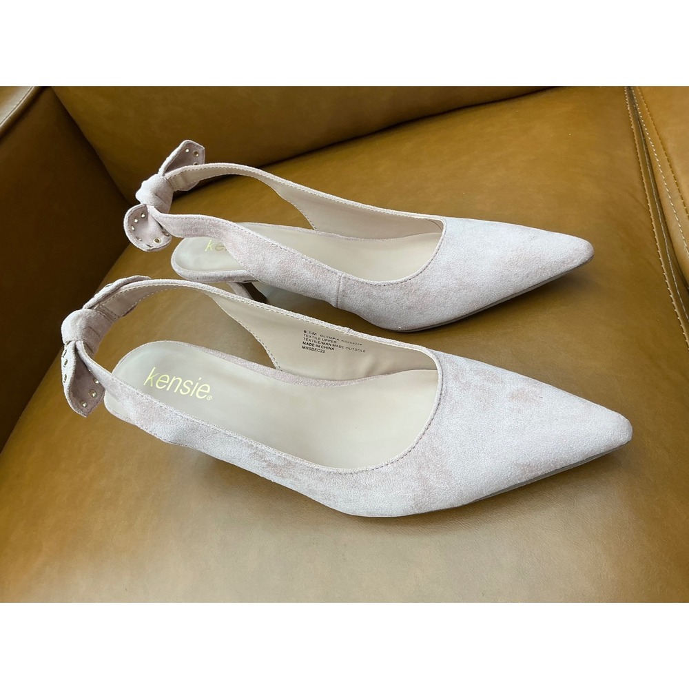 Kensie Olympia Slingback Pump Womens 8.5 Rose Bow Kitten Heel KS253224